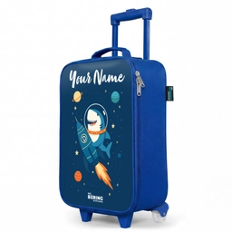 Dier - Ruimte - Planeet - Raket Kinderkoffer - Blauw klein -productfoto_schuin