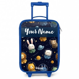 Dieren - Astronaut - Planeten - Sterren Kinderkoffer - Blauw klein -3d
