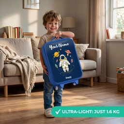 Astronaut - Planeet - Sterren - Raket Kinderkoffer - Blauw klein -sfeer2_EN