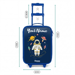 Astronaut - Planeet - Sterren - Raket Kinderkoffer - Blauw klein -productfoto_formaten
