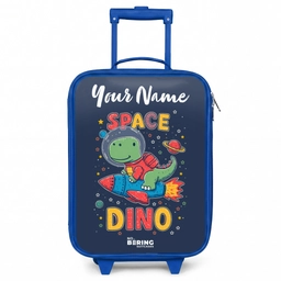 Dinosaurus - Groen - Raket - Sterrenhemel Kinderkoffer - Blauw klein -3d