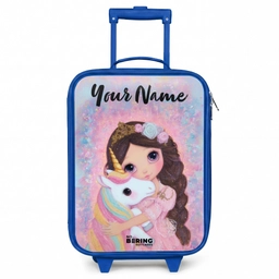 Meisje - Eenhoorn - Glitter Kinderkoffer - Blauw klein -3d