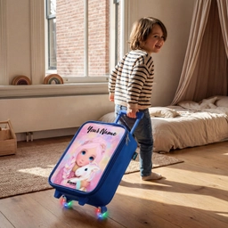 Meisje - Eenhoorn - Roze Kinderkoffer - Blauw klein -sfeer1