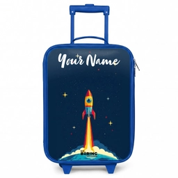 Planeet - Raket - Sterren - Donkerblauw Kinderkoffer - Blauw klein -3d