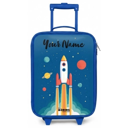 Raket - Planeet - Sterren - Veelkleurig Kinderkoffer - Blauw klein -zz3dotto
