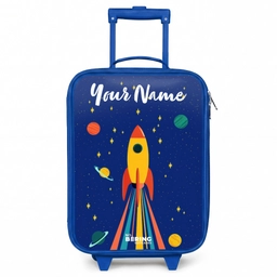 Raket - Sterren - Planeet - Ruimte Kinderkoffer - Blauw klein -3d
