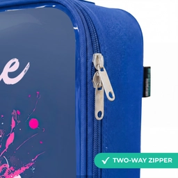 Voetbalvibes -  Verf - Roze - Blauw Kinderkoffer - Blauw klein -rits_EN