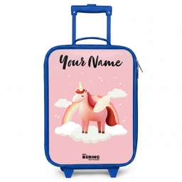 Eenhoorn - Vleugels - Roze - Regenboog Kinderkoffer - Blauw klein -3d