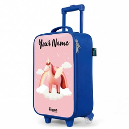 Eenhoorn - Vleugels - Roze - Regenboog Kinderkoffer - Blauw klein -productfoto_schuin