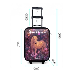 Paard - Bloemen - Paars - Vlinder Kinderkoffer - Zwart klein -productfoto_formaten