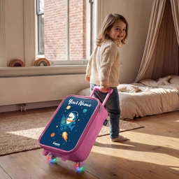Dier - Ruimte - Planeet - Raket Kinderkoffer - Roze klein -sfeer1
