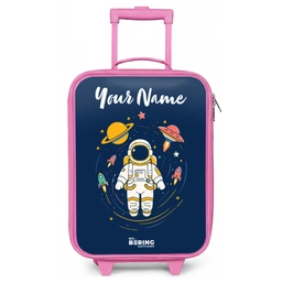 Astronaut - Planeet - Sterren - Raket Kinderkoffer - Roze klein -zz3dotto