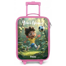 Jongen - Voetbal - Bos - Bomen Kinderkoffer - Roze klein -zz3dotto
