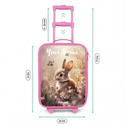 Konijntje - Bruin - Bloemen - Vlinders Kinderkoffer - Roze klein -productfoto_formaten