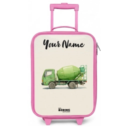 Betonmixer - Getekend - Groen Kinderkoffer - Roze klein -zz3dotto