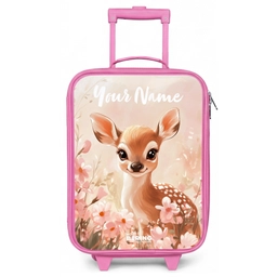 Hertje - Bloemen - Stippen - Roze Kinderkoffer - Roze klein -zz3dotto