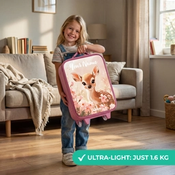 Hertje - Bloemen - Stippen - Roze Kinderkoffer - Roze klein -sfeer2_EN