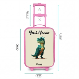 Dino - Dier - Groen Kinderkoffer - Roze klein -productfoto_formaten