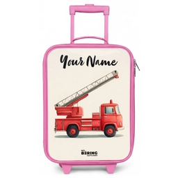 Brandweerwagen - Getekend - Rood Kinderkoffer - Roze klein -zz3dotto