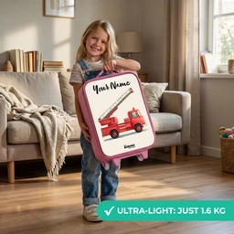 Brandweerwagen - Getekend - Rood Kinderkoffer - Roze klein -sfeer2_EN