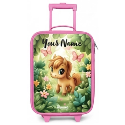Paard - Bloemen - Vlinders Kinderkoffer - Roze klein -zz3dotto