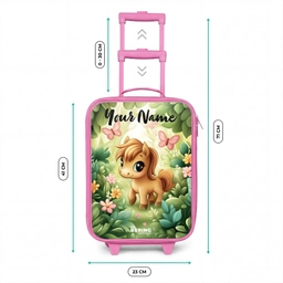 Paard - Bloemen - Vlinders Kinderkoffer - Roze klein -productfoto_formaten