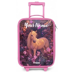 Paard - Bloemen - Paars - Vlinder Kinderkoffer - Roze klein -zz3dotto
