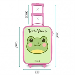 Kawai - Kikker - Groen Kinderkoffer - Roze klein -productfoto_formaten