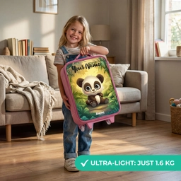 Panda - Bamboebos - Groen Kinderkoffer - Roze klein -sfeer2_EN
