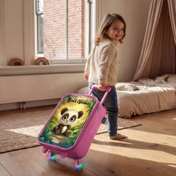 Panda - Bamboebos - Groen Kinderkoffer - Roze klein -sfeer1