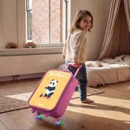 Panda - Step - Geel Kinderkoffer - Roze klein -sfeer1