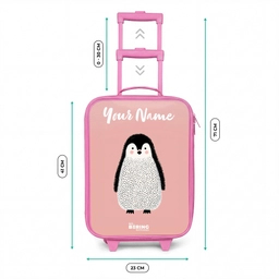 Pinguïn - Stippen - Roze - Minimalistisch Kinderkoffer - Roze klein -productfoto_formaten
