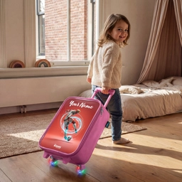 Voetballer - Bal - Lichtcirkel - Rood Kinderkoffer - Roze klein -sfeer1