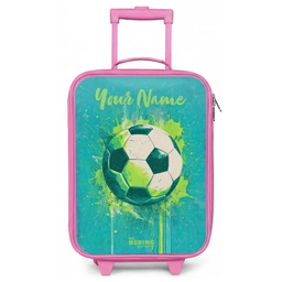 Voetbalvibes - Verfspatten - Groen - Blauw Kinderkoffer - Roze klein -zz3dotto