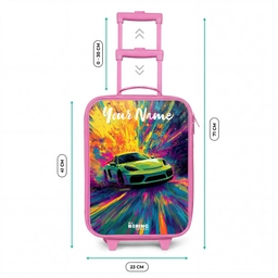 Sportauto - Groen - Verfstrepen - Kleuren Kinderkoffer - Roze klein -productfoto_formaten