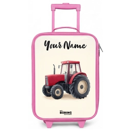 Tractor - Getekend - Rood Kinderkoffer - Roze klein -zz3dotto