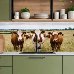 Koeien - Portret - Weide - Boerderij - Nieuwsgierig keuken achterwand 2 middel -sfeer3