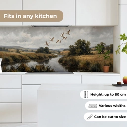 Eenden - Rivier - Landschap - Vlucht - Nostalgisch keuken achterwand 2 middel -sfeer4_UK