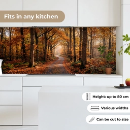Bospad - Herfstbos - Bladeren - Oranje - Nostalgisch keuken achterwand 2 middel -sfeer4_UK