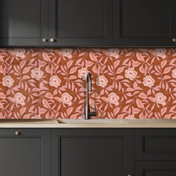 Patroon - Bladeren - Terracotta keuken achterwand 2 middel 871 -sfeer1
