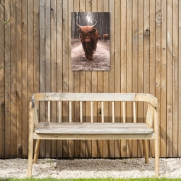 Hooglander in het Bos Tuinposter op houten frame 2 cm dik klein -sfeer4