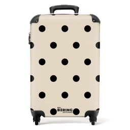 Beige achtergrond met zwarte stippen NBS - Handbagage koffer - Unisex middel -productfoto_recht