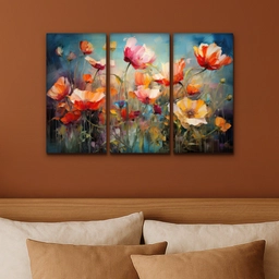 Bloemen - Kleurrijk - Abstract Canvas - Meerluiken 3 luik klein -sfeer2