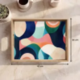 Abstract - Blauw - Roze Dienblad Rechthoek middel -USP_Formaat