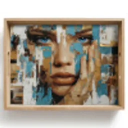 Abstract - Penseelstreken - Blauw - Gezicht Dienblad Rechthoek middel -z3d_shopping