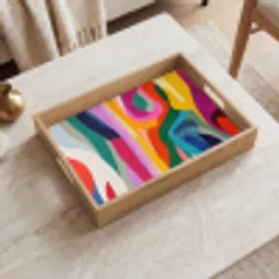 Abstract - Kleurrijk - Golven - Lijnen Dienblad Rechthoek middel -sfeer1