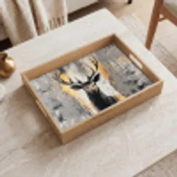 Abstract - Hert - Gewei - Goud Dienblad Rechthoek middel -sfeer1