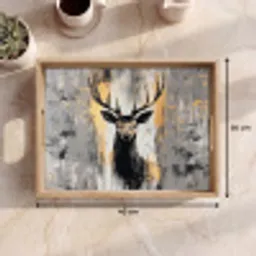 Abstract - Hert - Gewei - Goud Dienblad Rechthoek middel -USP_Formaat