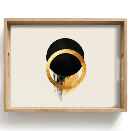 Abstract ontwerp - Zwarte cirkel - Verfvlekken Dienblad Rechthoek middel -z3d_shopping