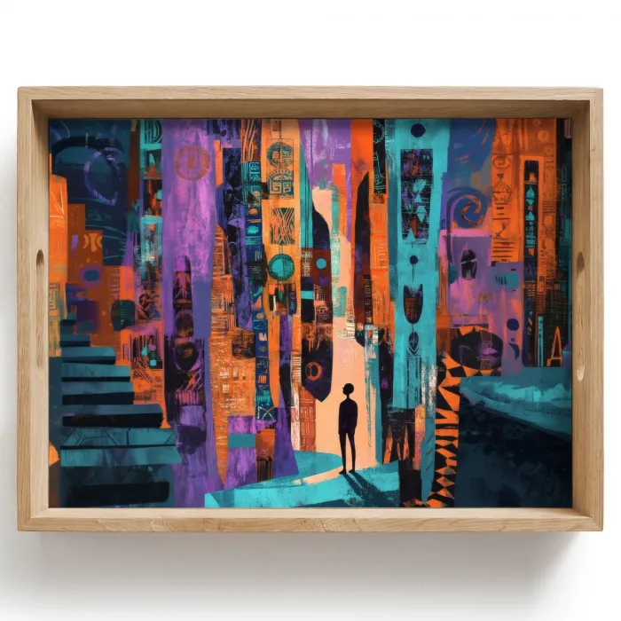 Abstract - Figuren - Kleurrijk Dienblad Rechthoek middel -z3d_shopping